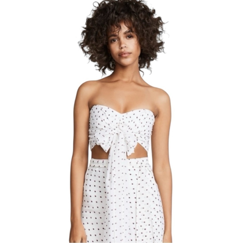 Bec + Bridge Little Cuba 100% Silk Strapless Polka Dot Crop Top US 6